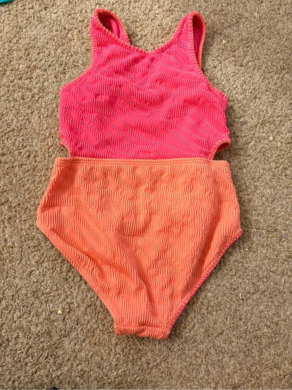 Kids Two-Tone Pink & Orange One-Piece Swimsuit